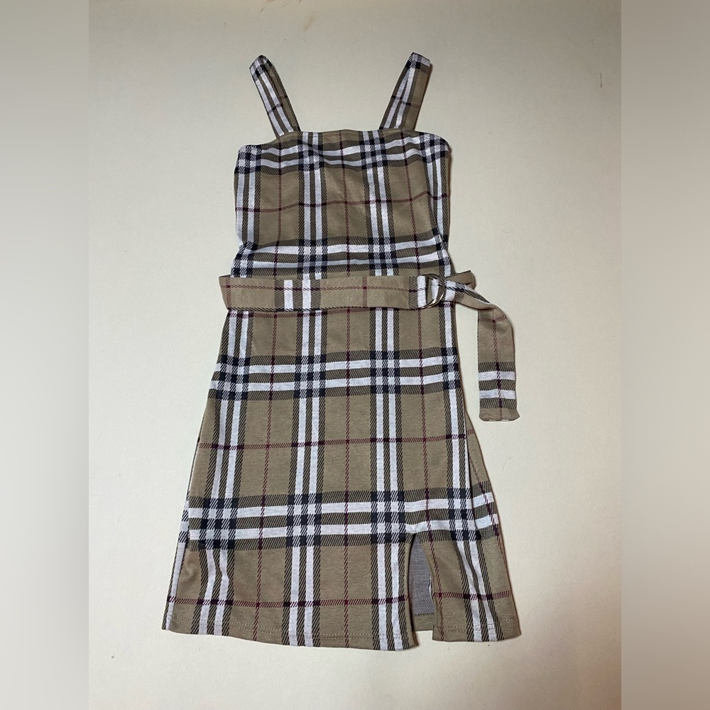 Rue21 Tan Plaid Midi Dress with Belt